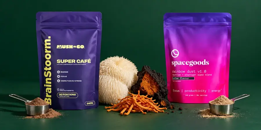 Brainstoorm e Spacegoods Rainbow Dust con misurini, Lion’s Mane, Chaga e Cordyceps